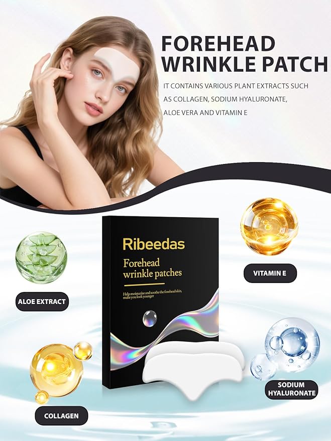12 Pack White Forehead Wrinkle Patches Overnight,Collagen Wrinkle Patche,Apply to the Skin Between the Forehead and Eyes,Reduce Foreheads Wrinkles,Moisturize Facial Care