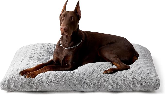 EHEYCIGA Washable XL Dog Beds Large Sized Dog, 44x32 Inch Pet Bed, Grey | Plush and Comfy Kennel Pad, Soft Dog Crate Mat, Deluxe Pet Sleeping Mat, Large Bed for Dog Up to 85 lbs