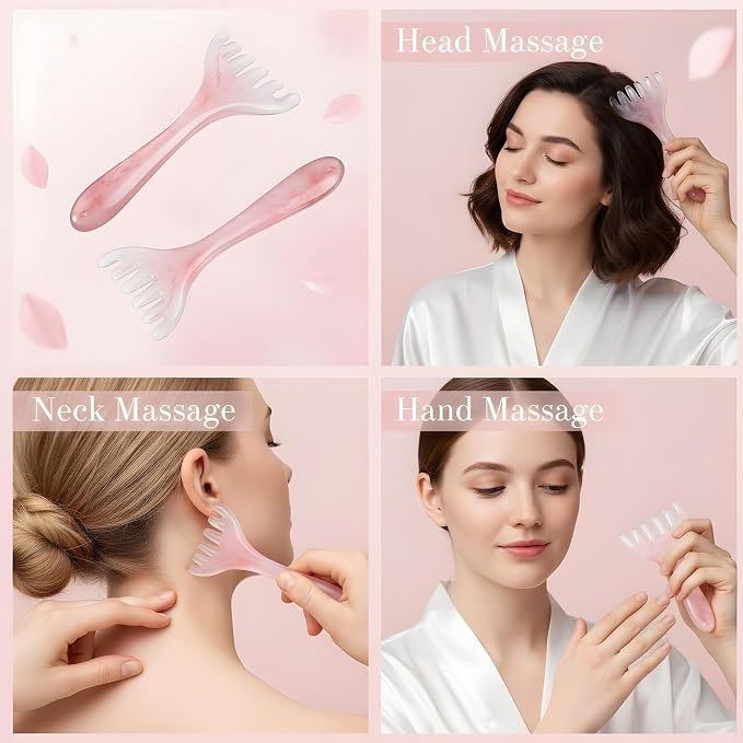 ElevateTech Head Massager Tool Scalp Comb, 2 Pcs Head Massager Comb and 1 Pcs Six Claw Manual Hair Scalp Massagers Gua Sha Tool Resin Hair SPA Acupressure Tools for Mother‘ Day Birthday Gifts