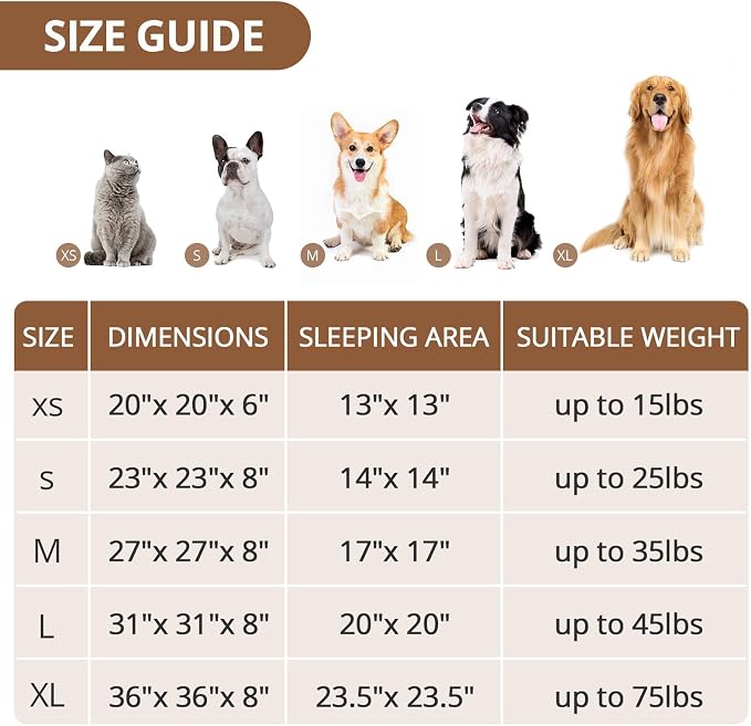 JOLLYVOGUE Calming Dog Beds Large Sized Dog, 36in Donut Washable Large Pet Bed, Anti-Slip & Anti-Anxiety Fluffy Faux Fur Round Dogs Bed, Fits up to 80 lbs Pets (Rainbow)