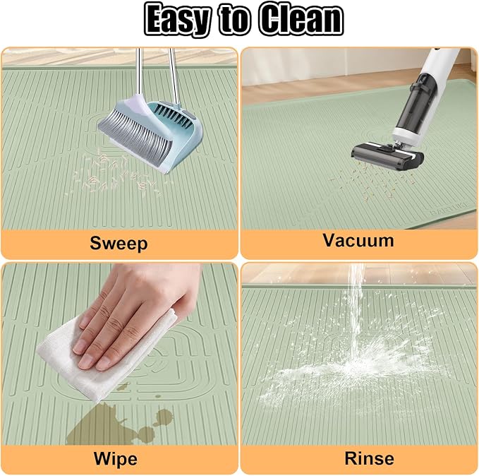 Silicone Cat Litter Mat 45" x 30" Cat Mat for Litter Box, Green | Extra Large Cat Litter Trapping Mat for Floor, Waterproof, Non-Slip Kitty Litter Box Mat with Raised Edge, Easy to Clean