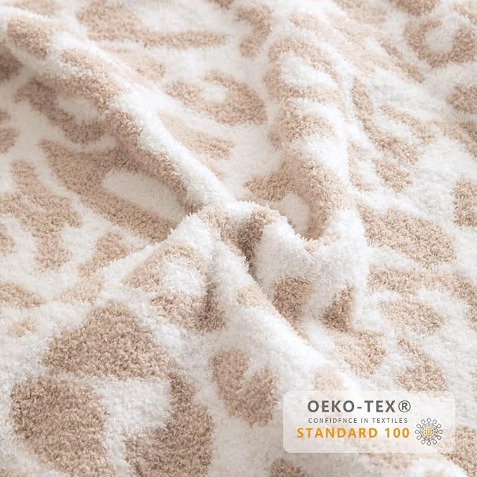 MH MYLUNE HOME Ultra Soft Leopard Throw Blanket Plush, Khaki, 50"x60" | Reversible Cheetah Print Blanket, Comfy Fluffy Fuzzy Plush Blanket Throws for Couch Bed, Cozy Blankets for Women Gift