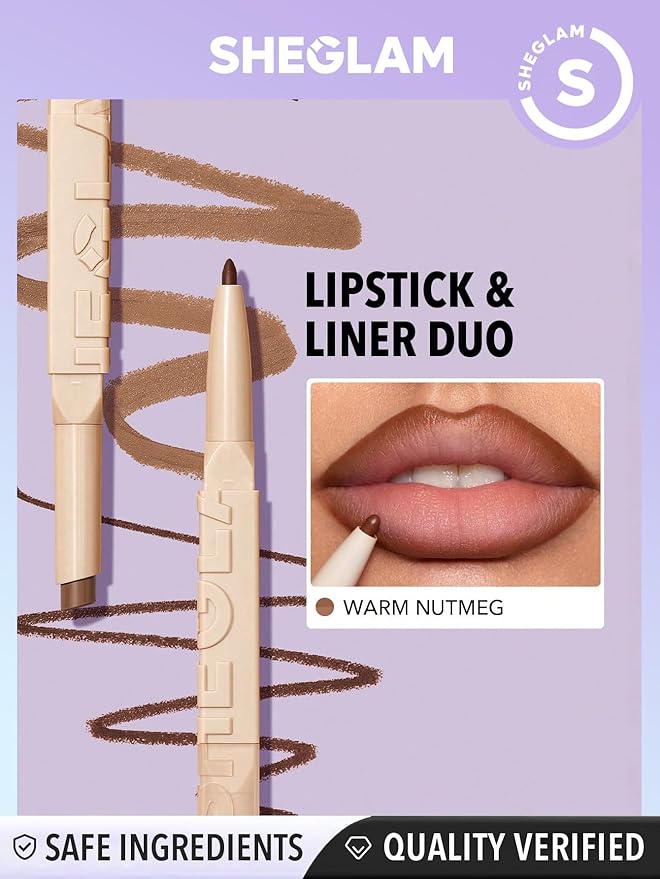 SHEGLAM 2 In 1 Matte Lip Liner and Long Lasting Lipstick Set Makeup - Warm Nutmeg