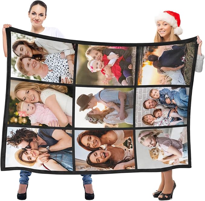 inkArts Custom Blanket with Photo, Personalized Blanket, Customized Photo Blankets, Customizable Picture Blankets, Anniversary Photo Gifts for Women Men Her Him Girlfriend Boyfriend Wife Husband