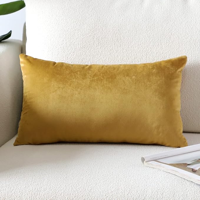Artscope Luxury Velvet Pillow Covers Super Soft Decorative Rectangle Throw Pillow Covers Case Cushion Covers for Sofa Couch Bedroom Car Decor 16x24 Inch Gold