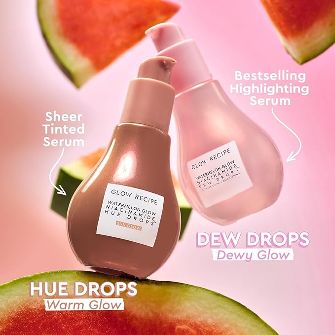 Glow Recipe Watermelon Niacinamide Dew Drops, Travel Size - Brightening, Plumping Hydrating Face Serum, Makeup Primer + Liquid Highlighter with Hyaluronic Acid - Dewy & Glowing Korean Skin Care (15ml)