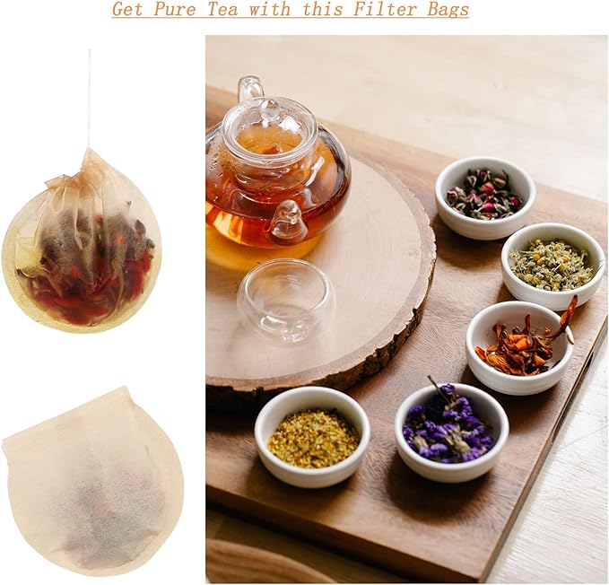 400pcs Tea Bags for Loose Leaf Tea Empty Tea Bags Loose Leaf, Disposable Round Natural Tea Filter Bags, Paper Drawstring Tea Bags Unbleached Tea Coffee Bags, Bath Spice Herbs Brewing Soup Bags