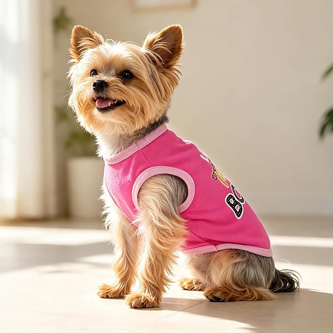 4 Pieces Dog Shirts Dog Clothes for Small Dogs Cute Pink Puppy Clothes Soft Yorkie Chihuahua Pet Cat Outfit Clothing S