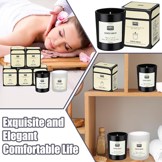 MTLEE 48 Pcs Scented Candles Bulk End of Year Teacher Thank You Gift Candles Wedding Aromatherapy Soy Wax Jar for Birthday CNA Week Appreciation Staff Coworker Guest Favor(Black, White)