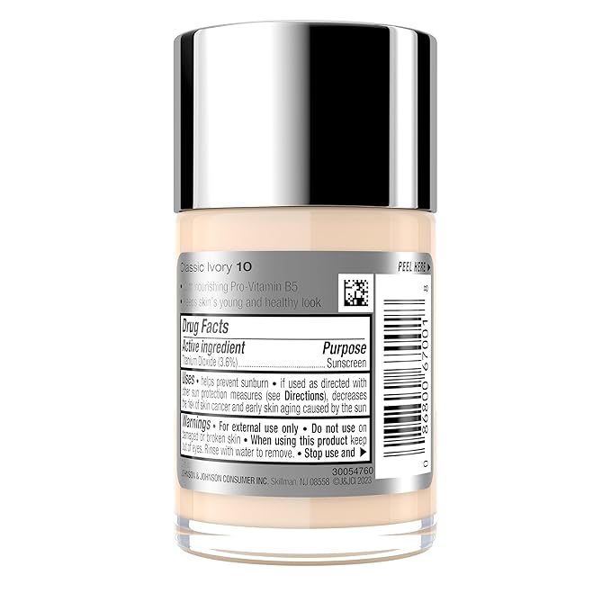 Neutrogena Healthy Skin Liquid Foundation Makeup with Broad Spectrum SPF 20 Sunscreen, Lightweight, Medium Coverage Makeup with Sunscreen and Pro-Vitamin B5, Classic Ivory 10, 1 fl. oz
