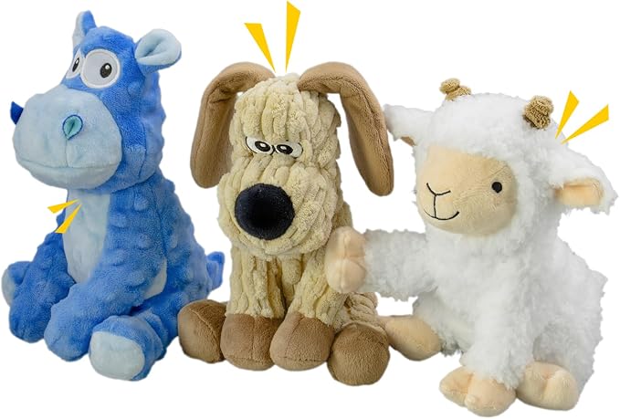 Squeaky Stuffed 3PCS Dog Toys, Chew for Large Medium Small Breeds
