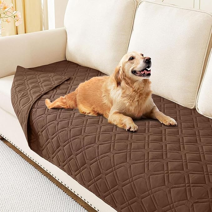 Waterproof Dog Bed Blanket - Soft Pet Blanket & Sofa Cover for Dogs | Reversible Washable Furniture Protector, Couch Covers for Pets (30x70 Inch, Brown/Brown)