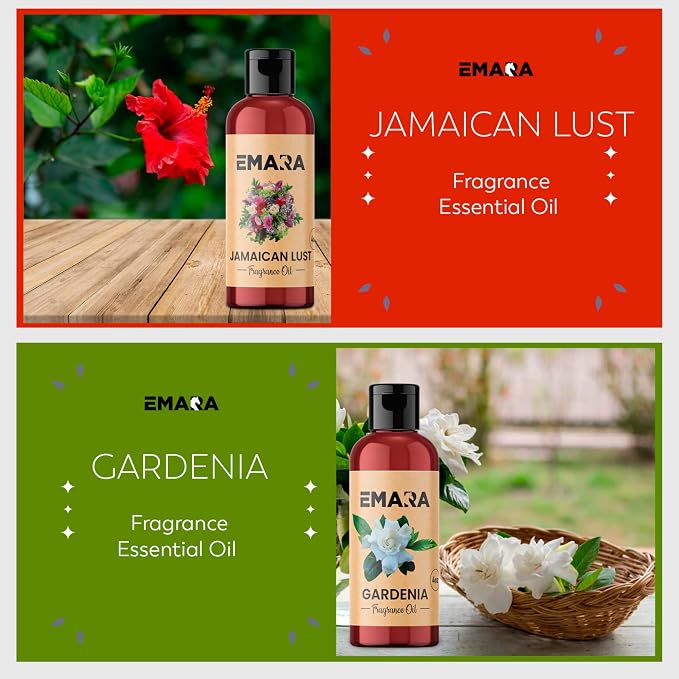 EMARA All Natural Floral Jamaican Lust Essential Oil for Diffusers, Skin Care, Aromatherapy Fragrance Oil, Organic Therapeutic Grade 4 fl oz