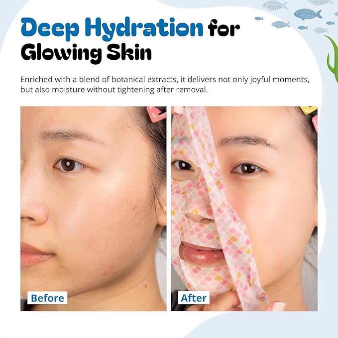 Epielle Character Face Mask Wave & Wild 12 Pack, Fun & Effective Korean Skin Care, Spa Party Favors, Easter Basket Stuffers, Birthday Gifts for Women, Self Care Gifts