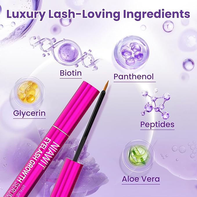 Eyelash Growth Serum – Advanced Lash-Enhancing Formula with Peptides, Biotin & Aloe Vera – Boosts Longer, Fuller, Thicker-Looking Lashes, Clean Beauty for Daily Use, 0.17 FL.OZ