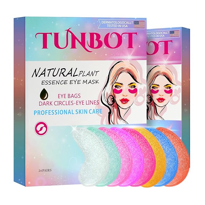 TUNBOT Under Eye Patches 24 Pairs - Gift Box Packaging, Natural Plant Extracts Eye Mask with Hyaluronic Acid, Reduces Puffiness & Dark Circles, Anti-Aging Eye Gel Pads for Facial Care