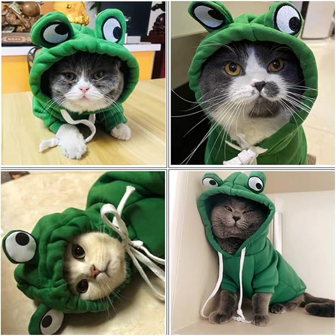 Warm Dog Pet Winter Clothes Cute Frog Shape Dogs Coat Hoodie, Green,L | Fleece Pet Dog Frog Costume Jacket for French Bulldog Chihuahua Pug Boston Terrier Dachshund Greyhound Ropa Para Perro