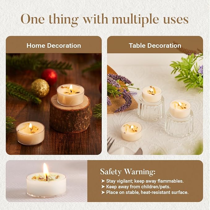 Ashlux 4-Hour Acrylic Lavender Soy Wax Scented Tea Lights, 8 Pack Bulk | 4-Hour Long Burning, Non-Paraffin, Smokeless, Tealight Candles for Weddings, Table Centerpieces, Home Decor & Christmas