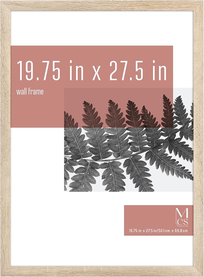 MCS Studio Gallery 19.75x27.5 Poster Frame Natural Woodgrain Engineered Wood, Vertical & Horizontal Wall Hanging Large Picture Frame for Photos, Posters & Art Prints (1-Pack)