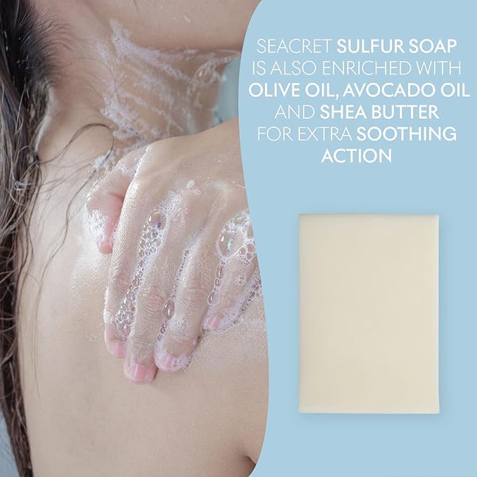 SEACRET Sulfur Soap Bar for Face & Body - Nature-Powered Sulfur Cleanser for Radiant Skin, Sulfur Skin Care, Sulfur Bar Soap, Sulfur Soap