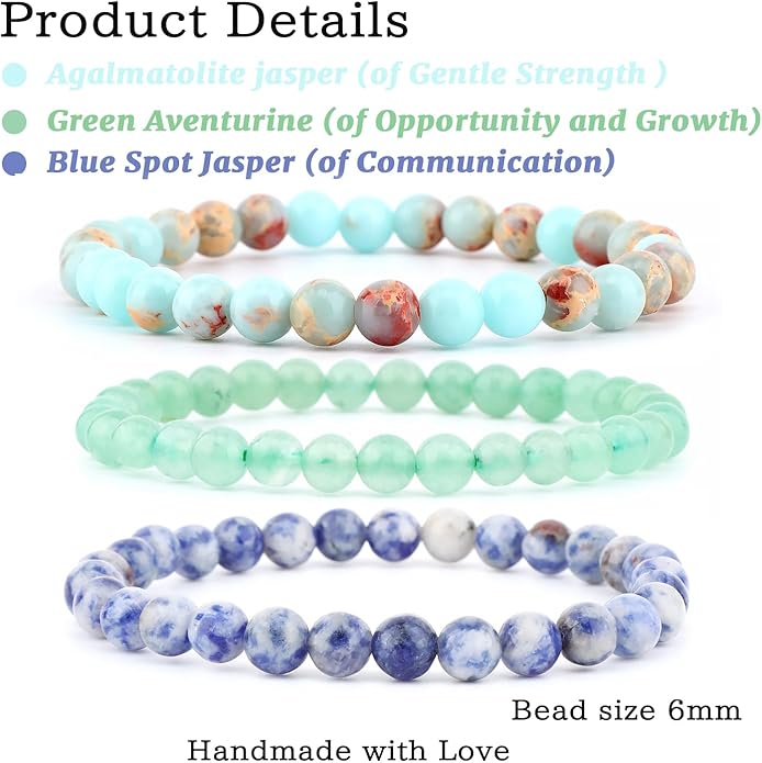 NCB 2.3-Piece 4mm Natural Crystal Gemstone Stretch Bracelets – Handmade Reiki Energy Healing Jewelry for Meditation,Yoga, Unisex