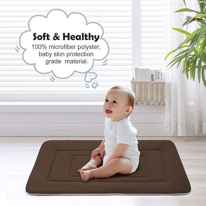 Dog Bed Soft Dog Crate Bed Pad Mat, 42 in Non Slip Bottom Washable Beds for Large Dogs, Pet Bed Mattress Kennel Pad, Dark Brown
