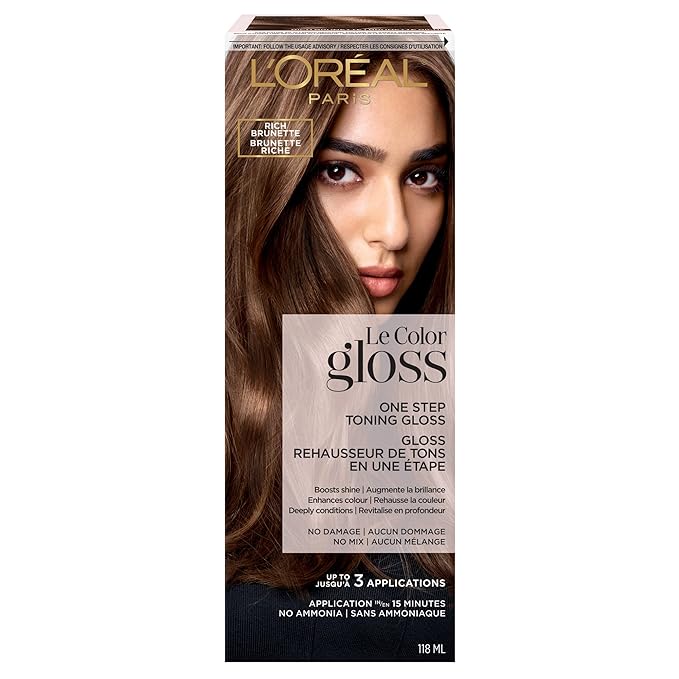 L'Oreal Paris Le Color Step Toning Hair Gloss,Rich Brunette,4 Ounce,(Pack of 12)