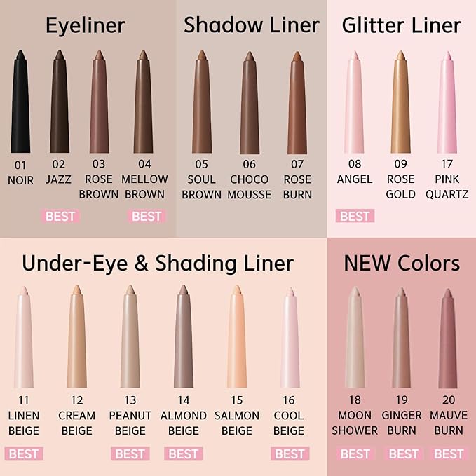 BBIA Last Auto Gel Eyeliner 17 Color – Multi-Use Longwear & Waterproof Mechanical Eye Liner Easy Drawing with Smooth Texture Smudge-Resistant Shadow & Glitter Vegan Korea Eye Makeup (12 CREAM BEIGE)