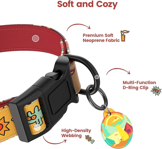 Dog Collar with QR Code ID Tag, Adjustable Pet Collar, Red, S