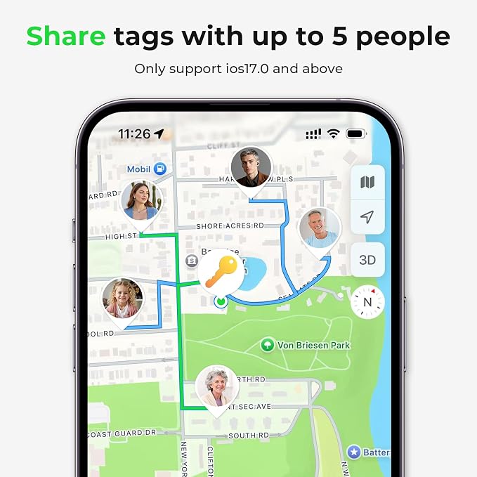 Tracker Tags-4 Pack(iOS Only), ltem Finder Smart Tag Set Milk White | IP67 Waterproof, Loud Beep, Replaceable Battery, Smart Tag for Keys, Bags, Luggage, Pets, Wallet, Compatible with Find My APP