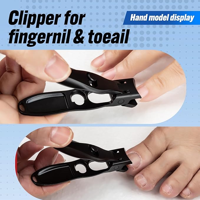 German Nail Clippers, Premium Stainless Steel Wide Jaw Anti Splash Design,Ultra Sharp Heavy Duty Clippers with Ergonomic Lever,Perfect for Men,Women, and Seniors(4 Pack)