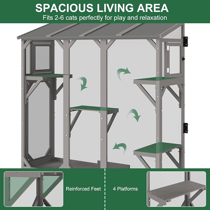 ketive Cat Catio Expandable Window Box Enclosure for Multiple Cats