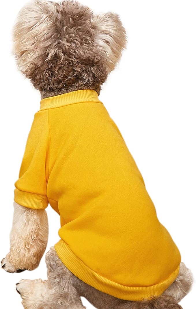 Soft Puppy Sweater for Small Dogs Winter Pullover, Yellow L | Elastic Cuffs Pet Clothes, Holiday Party Matching, Fall Winter Daily Outfit, Soft Breathable Machine Washable Sweatshirt