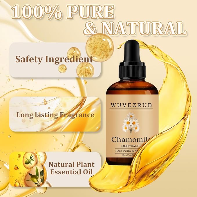 Chamomile Essential Oil 120ML - 100% Pure and Natural Oils for Aromatherapy Diffuser - 4 Fl Oz/Chamomile