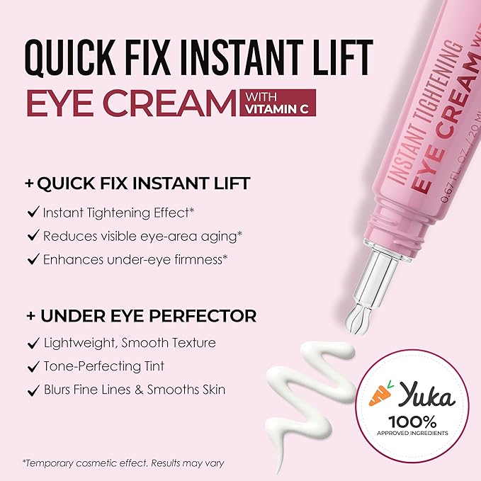 Quick Fix Retinol Instant Eye Tightener Cream – Reduces Wrinkles, Dark Circles & Puffiness – Dermatologist Tested, Anti-Aging, Korean Skin Care – Clean Beauty, Cruelty-Free, Vegan – .67 Fl Oz