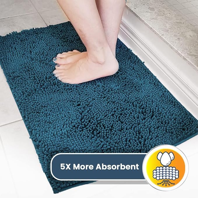 Muddy Mat® | Super Water Absorbent Door Mat Indoor, Microfiber Quick Dry Chenille Entryway Rug,Slip Resistant Front Door Mat,Indoor Mats for Entryway,Machine Washable Pet Rug, Atlantic Blue 16"x24"