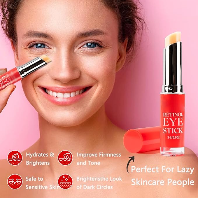 Retinol Eye Stick, retinol Anti-Aging Eyes Stick, Retinols Eye Balm, Relieves Dark Circle and Puffiness, Essence Liquid for Female Eyes Care Mild (1Pcs)