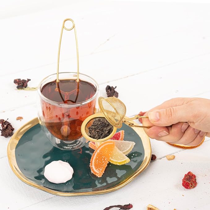Snap Ball Tea Strainer 3 Pack Tea Infuser with Handle Tea Mesh Infuser Snap Ball Strainer Steep Loose Leaf Tea Infuser Fine Mesh Ball Tea Filter Strainer for Spices and Seasonings