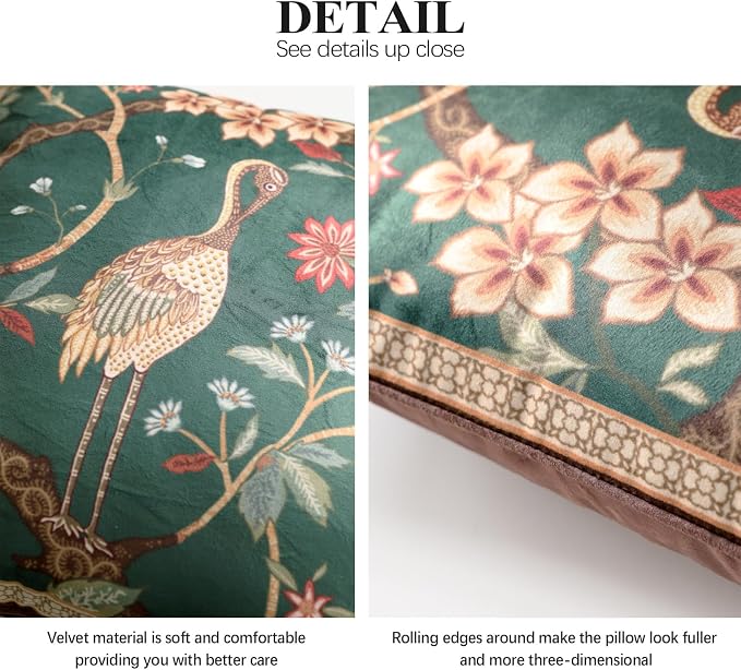 Designer Vintage Velvet Throw Pillow Cover,18"x18"-Mitchell | Pillow Cover,Concealed Zipper Design,Dragonfly Pattern,Sofas,Bedroom,Living Room,Lounge Chairs,All Season Home Decor