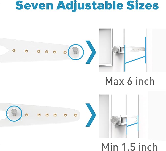 Neobay Cat Door Latch with Stabilizer, 7 Sizes Adjustable Cat Door Holder Latch to Keep Dog Out of Litter Box, No-Drill Alternative of Pet Gates and Interior Pet Door, White, 4 Packs