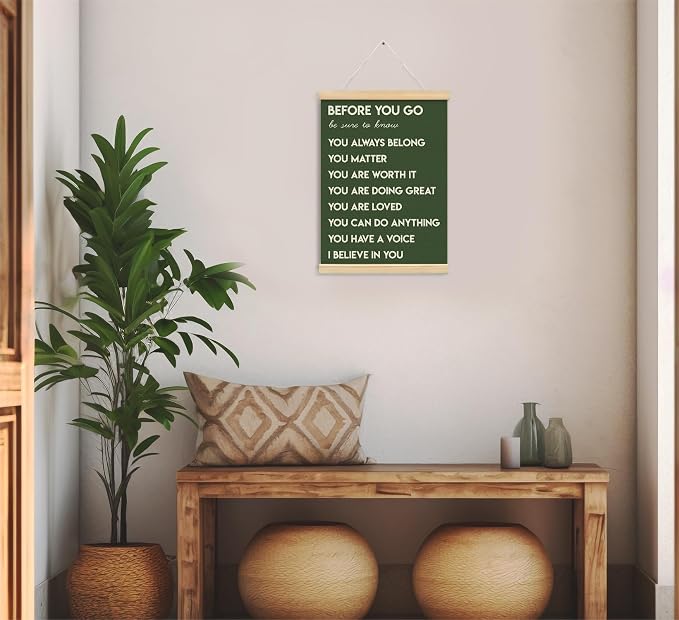 foedor Dark Green Health Positive Office Bedroom Classroom Wall Art Decor | Inspirational Therapist Signs Wall Art Decor For Kids Teen Girls Room Playroom Wall Decor Wood Posters Framed, 12x16 Inch