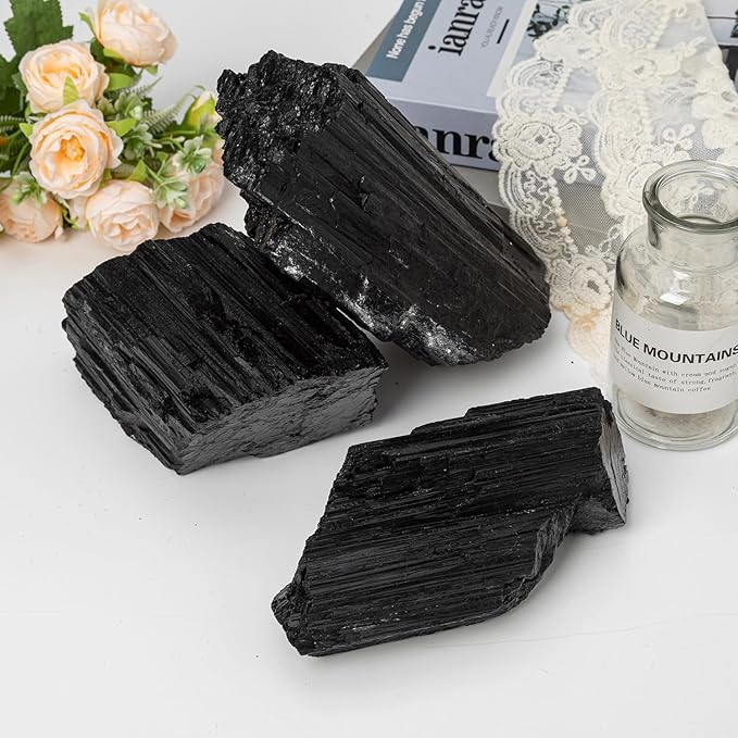 Large Raw Black Tourmaline Crystal Natural Rough Stone Healing Crystals for Meditation Reiki Energy Decoration 2-3lbs
