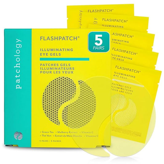 PATCHOLOGY Eye Mask, Brightening Under Eye Patches for Puffy Eyes and Dark Circles, Vitamin C Serum, Dark Circles Under Eye Treatment, Hydrating Eye Patches for women and men (5 Pairs)
