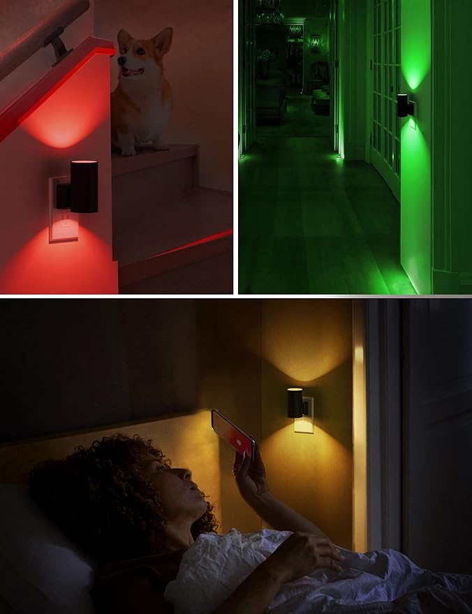 L LOHAS LED Night Light, Night Lights Plug into Wall, Color Changing | Nightlight RGB with Light Sensor, Home Decor for Kids Gifts, Halloween, Christmas, Holiday, Hallway Bedroom Kids Room, 2 Pack