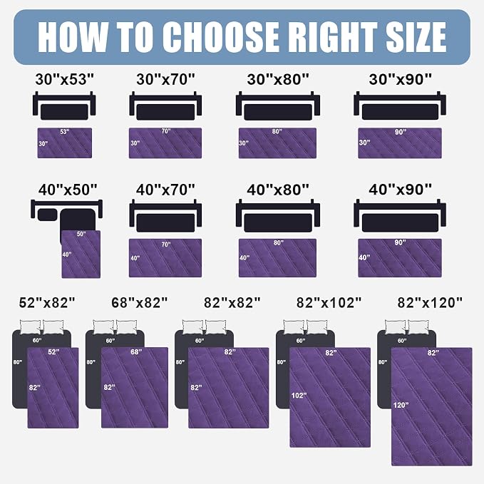 Smiry Waterproof Reversible Pet Couch Covers for Dogs | Pet Friendly, Soft Fabric, Washable Sofa Furniture Protector for Dogs Cat Kids, Checkered (30"x70", Purple/Purple)