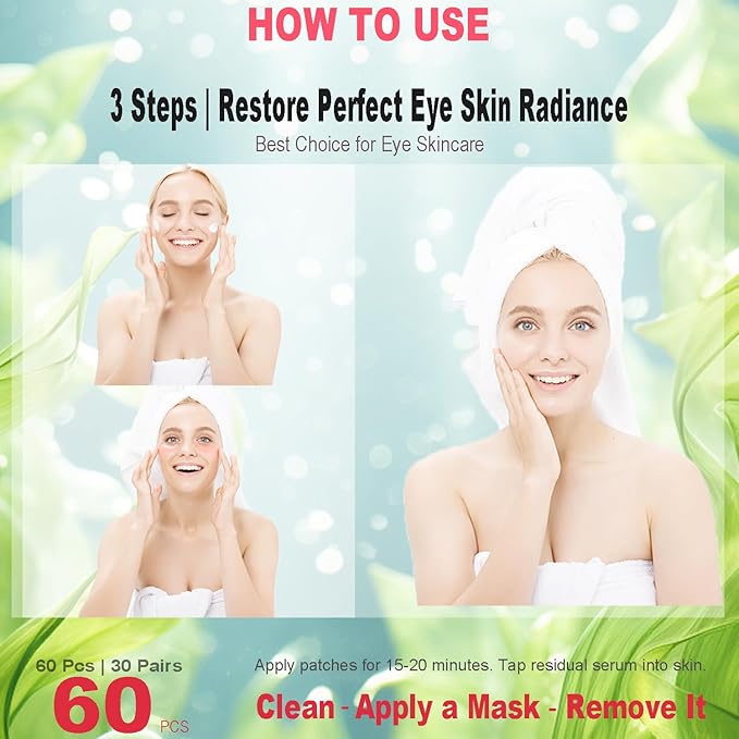 wishin Under Eye Patch - Eye Mask with Hydrating Gel | Dark Circles & Puffiness, Wrinkles & Bags | Natural Aloe Vera + Collagen - Adult Sleep SkinCare, 60Pcs (Aloe)