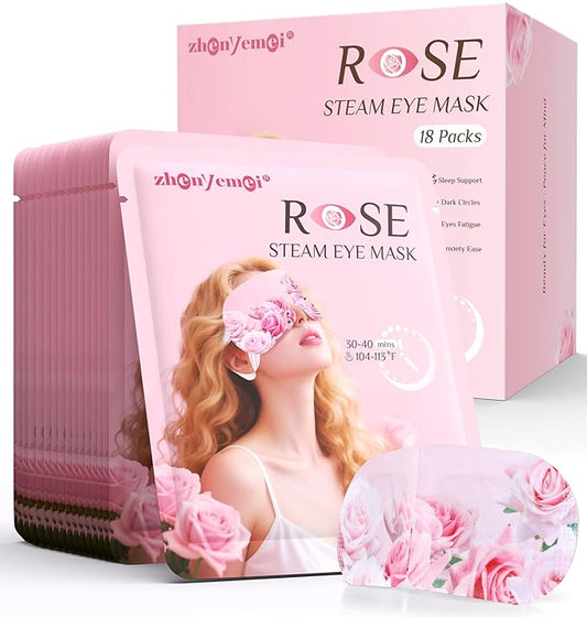 18 Packs Rose Heated Eye Mask - Heating Eye Mask Warm Compress for Dry Eyes Puffiness Dark Circles Sleep Stye Irritation Stress Relief Self Care Wellness Spa Relaxation Gift for Women