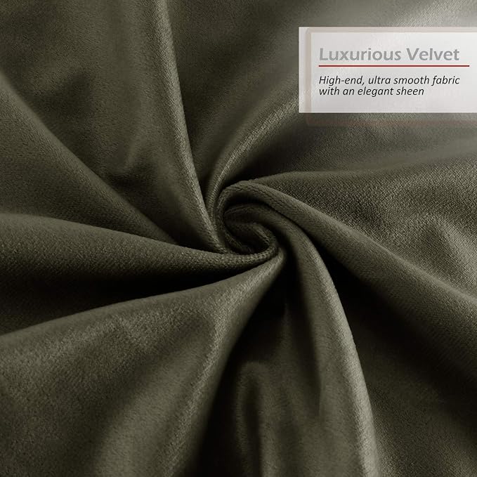 Nestl Throw Pillow Inserts Pack of 2 with Velvet Soft Solid Decorative Square Throw Pillow Covers Set for Sofa Couch Car Bedroom, 22X22 Throw Pillows Inserts with 20x20 Washable Cushion Covers, Khaki