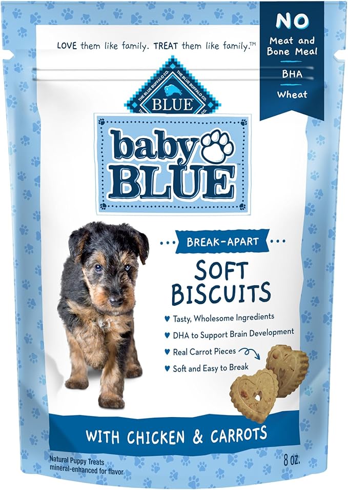 Blue Buffalo Baby BLUE Soft Biscuits Chicken & Carrots Puppy Treats, 8 oz | Great for Training, Easy to Break into Bite-Size Pieces, Made with DHA for Cognitive Development