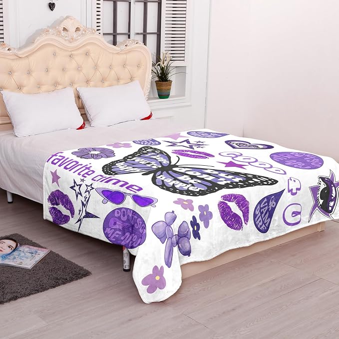 50'' x 40'' Music Olivia Singer Throw Blanket, Gifts for Fans Women, Soft Blankets All Seasons, Plush Cozy Lightweight Flannel Quilts for Bedroom Sofa Couch Living Room Decoration